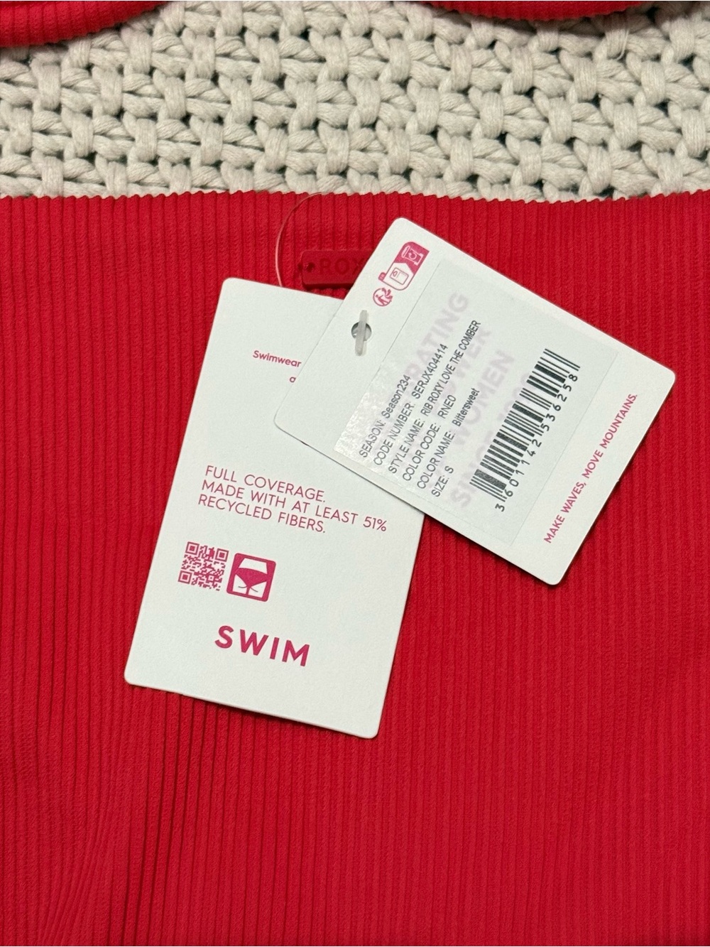 NWT Roxy Love Red Ribbed Bikini Set - Size Small - Picture 3 of 4
